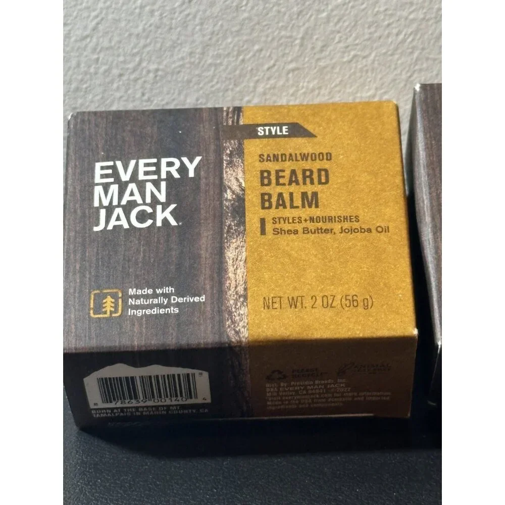 New Every Man Jack‎ Beard Balm Grooming Sandalwood Pack of 2